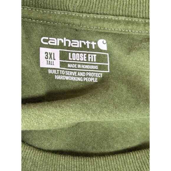 Carhartt Long Sleeve Pocket T-Shirt Men’s 3XL Tall Loose Fit Green Workwear - Picture 6 of 9